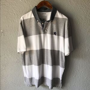 Express Polo Style Gray/White Striped Shirt Size Large *